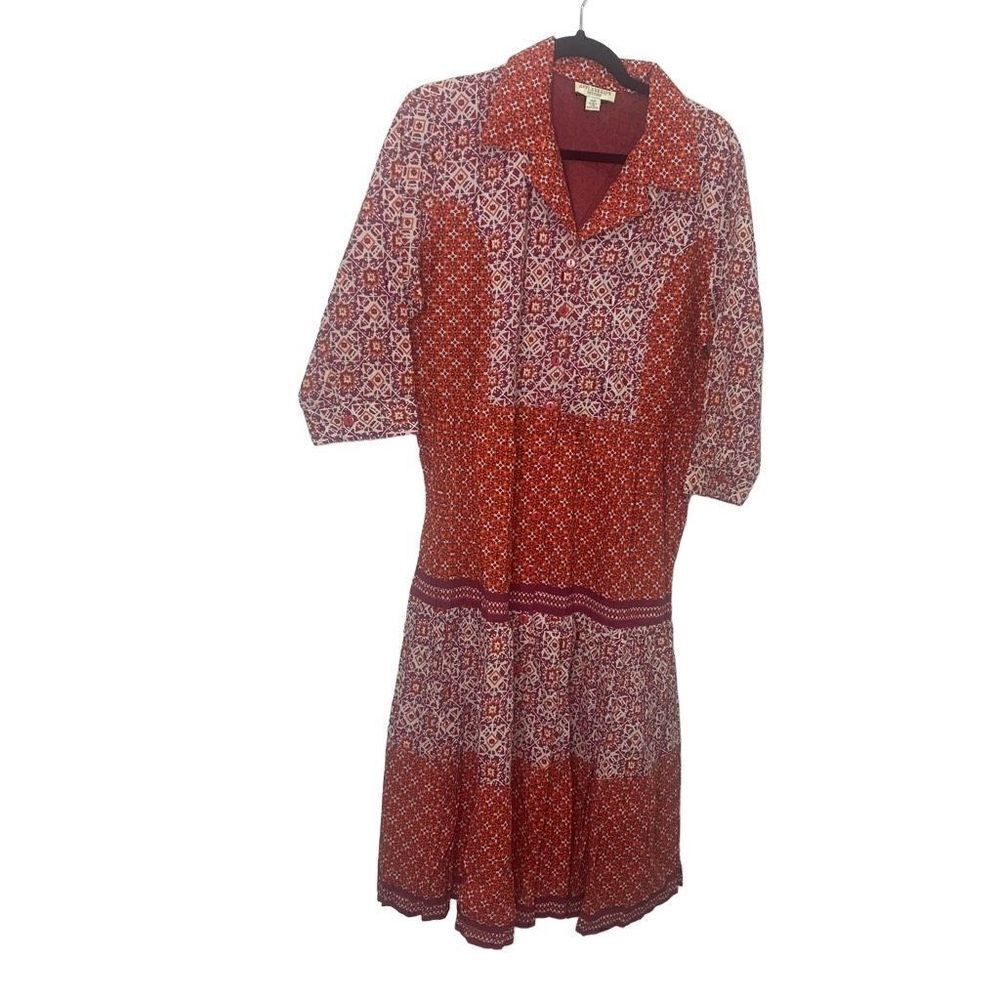 NEW Appleseed’s 16 Petite Prairie dress. Cotton. Patterns. Button Up. (M1)